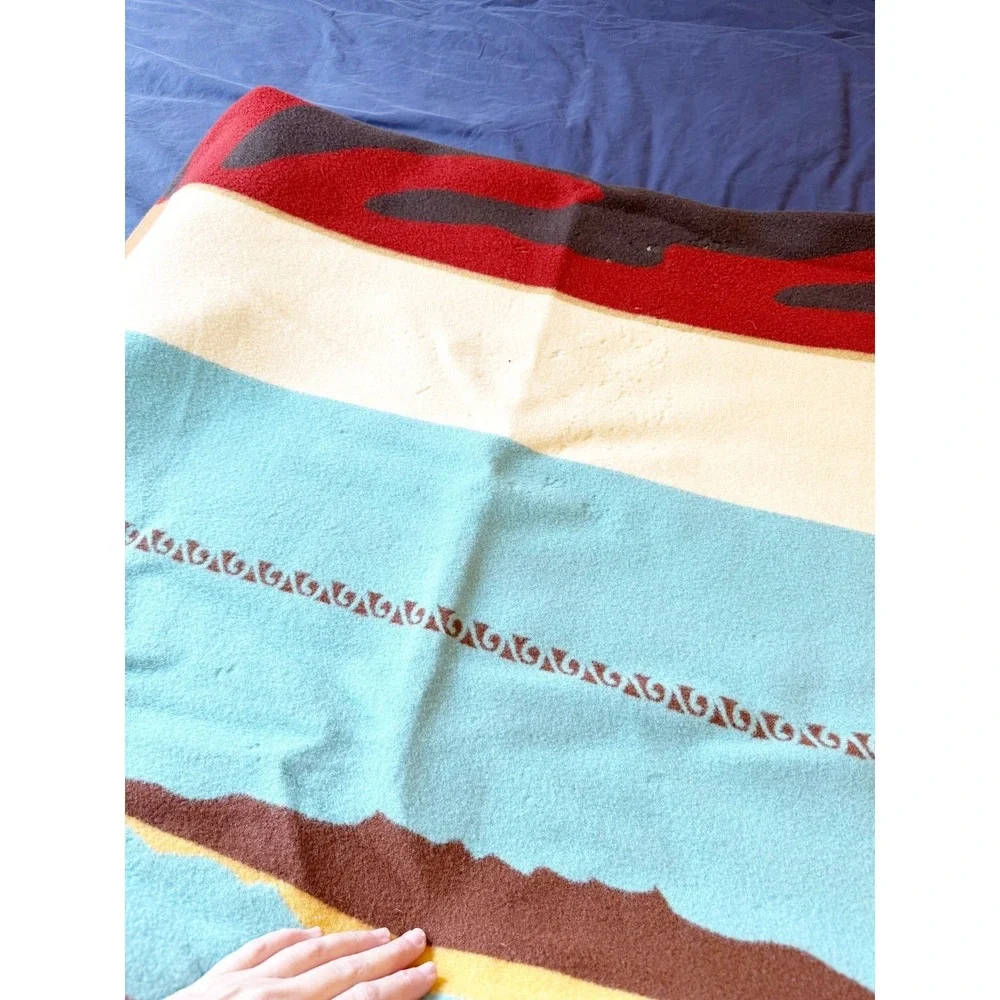 Pendleton Sahalie Legend of the Salmon Blanket Wool Cotton USA Made‎ Reversible